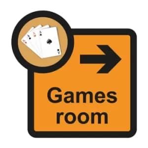 Games Room Arrow Right Sign, Self Adhesive Foamex (305mm x 310mm)