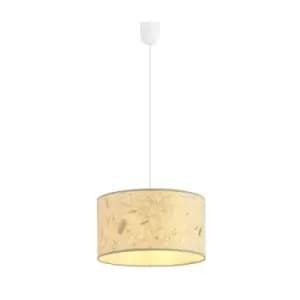 Aston Black Cylindrical Pendant Ceiling Light with Brown Fabric Shades, 1x E27