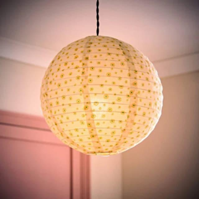 ValueLights Annie Ditsy Floral Natural Fabric Globe Ball Ceiling Lamp Shade with LED Bulb Multi