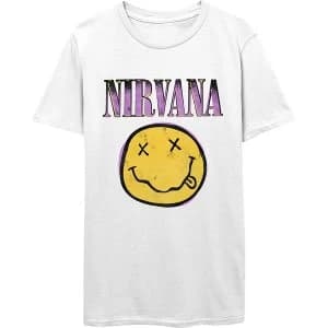 Nirvana - Xerox Smiley Pink Unisex Large T-Shirt - White