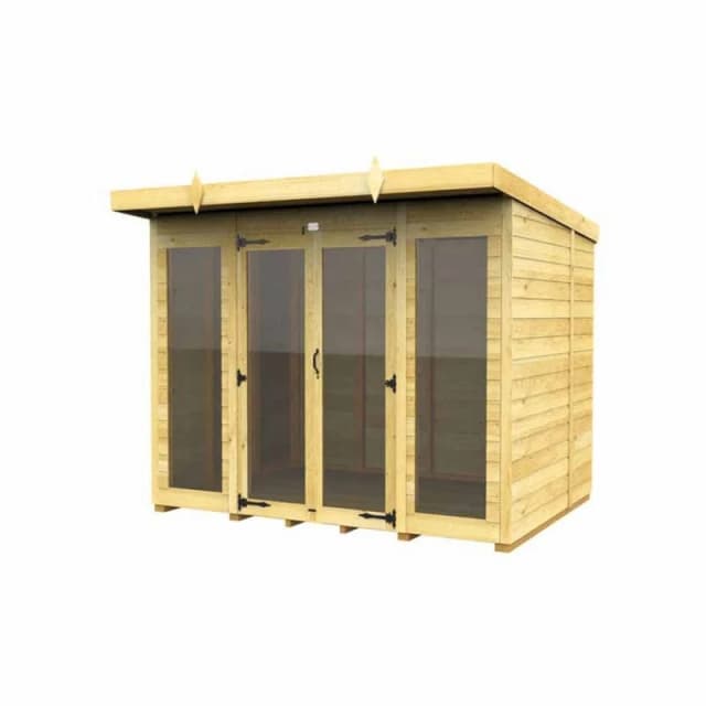 Buttercup Farm 8x5 ft Pent Summer House (Full Height Window) - L147 x W243 x H201cm in Brown Brown Unisex