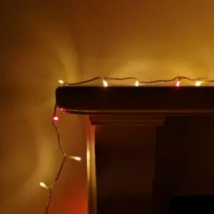 200 LED 16m Premier Christmas Outdoor Multi Function Timer Lights with Clear Cable in Red & Gold