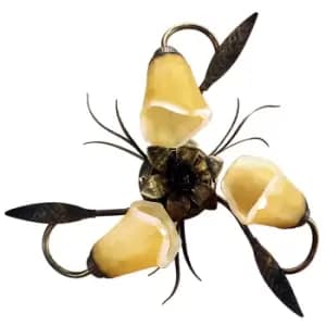 Alga Multi Arm Semi Flush Ceiling Lamp, Glass Shades, 3x E14