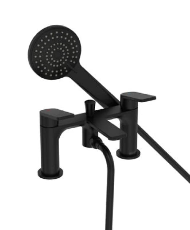 Bristan Frammento Bsm Black Deck Mounted Bath Shower Mixer Tap + Hose + Head