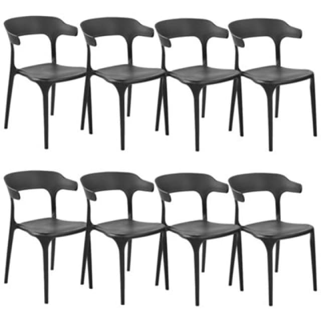 Beliani Set Of 8 Dining Chairs Gubbio Black