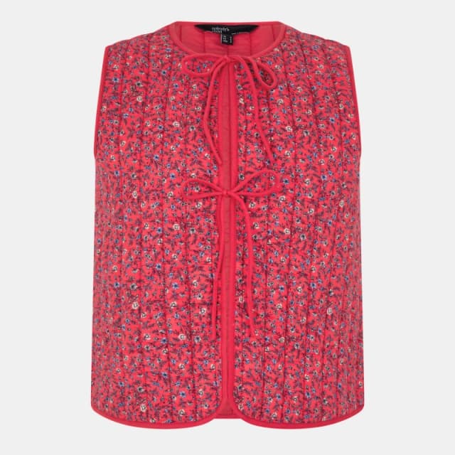 Nobodys Child Womens Floral Quilted Short Puffer Jacket Red female 10 (S)