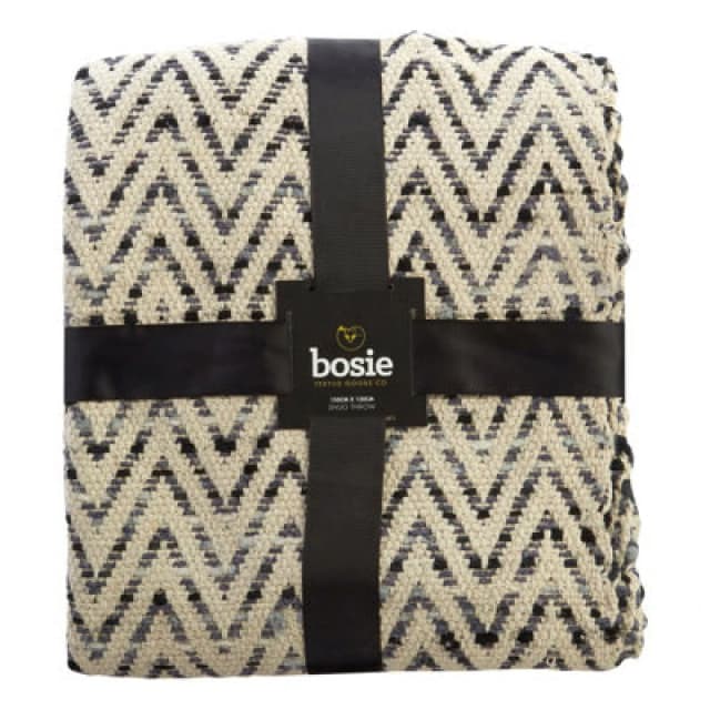 Orsina Bosie Chevron Beige And Grey Woven Throw