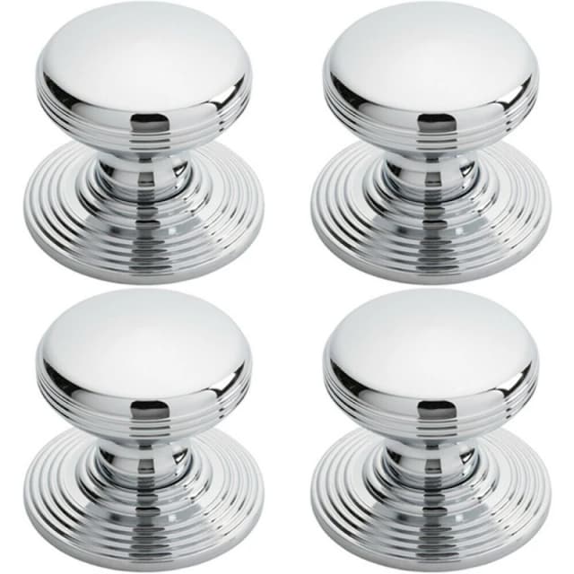 Loops 4x Smooth Ringed Cupboard Door Knob 35mm Dia Polished Chrome Cabinet Handle Multi unisex