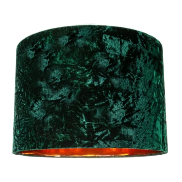 Happy Homewares Modern Crushed Velvet Lamp Shade with Shiny Paper Inner in Dark Green Size: 14" Dark Green Unisex 14"