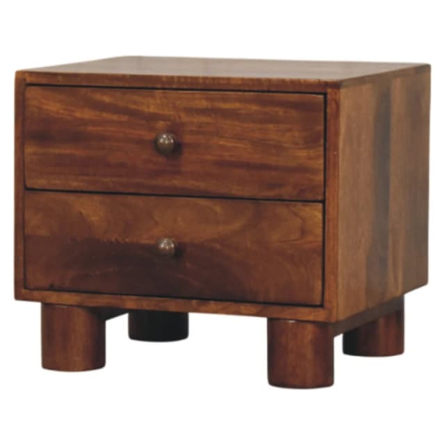 Artisan Furniture Artisan Furniture Solid Wood Tula Chestnut Nightstand, 2 Drawers, Dark Brown