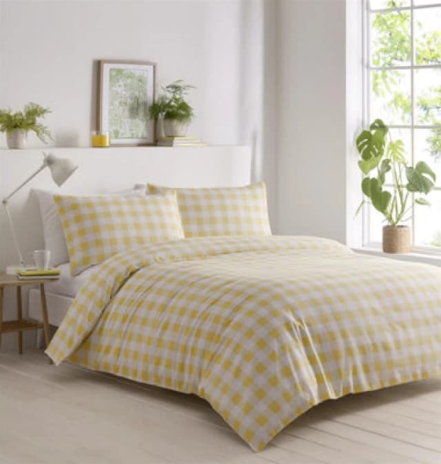 Portfolio Home Gingham Yellow Duvet Cover Set, Size King