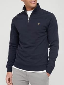 Farah Jim 1/4 Zip Sweatshirt - Navy Marl , Navy Marl Size M Men