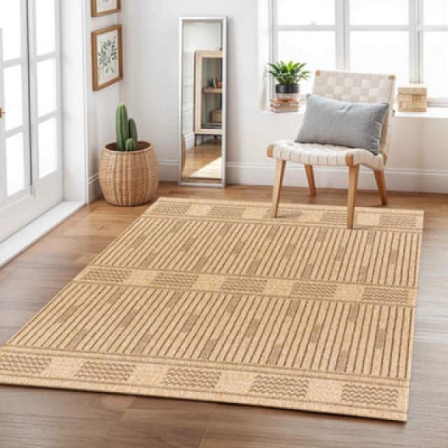 Livabliss In- & Outdoor Cottage Jute-Look Dark Brown Sunny Area Rug 120 X 170 Cm - Easy To Clean, Perfect For Balcony Or Dining Room