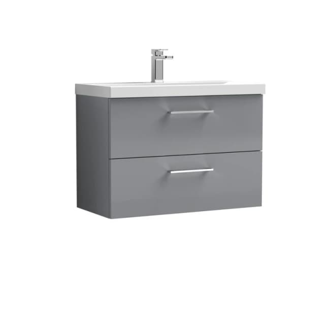 Balterley Bathroom 2 Soft Close Drawer, Wall Hung Vanity Unit, Satin Grey, 800mm in Grey Grey Unisex
