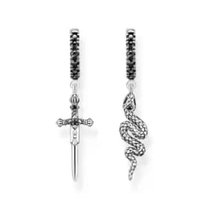 THOMAS SABO Silver Blackened Snake & Sword Hoop Earrings