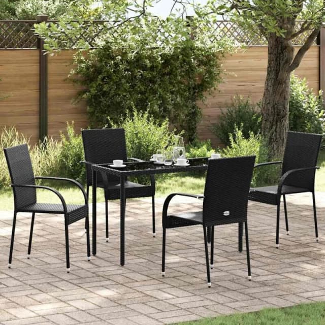 VIDAXL Stackable Outdoor Chairs 4 pcs Poly Rattan Black Vidaxl 8720286055052