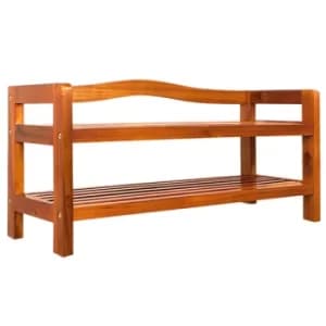 Shoe Rack Acacia Wood 2 Shelves 74x26x42cm