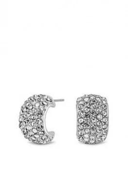 Mood Silver Plated Pave Mini Half Hoop Stud Earrings