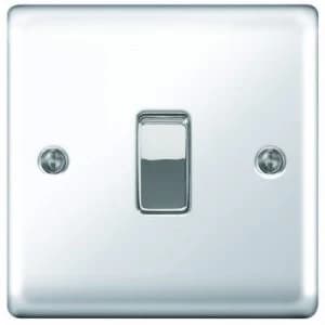 Wickes 10A Light Switch 1 Gang 2 Way Polished Chrome Raised Plate