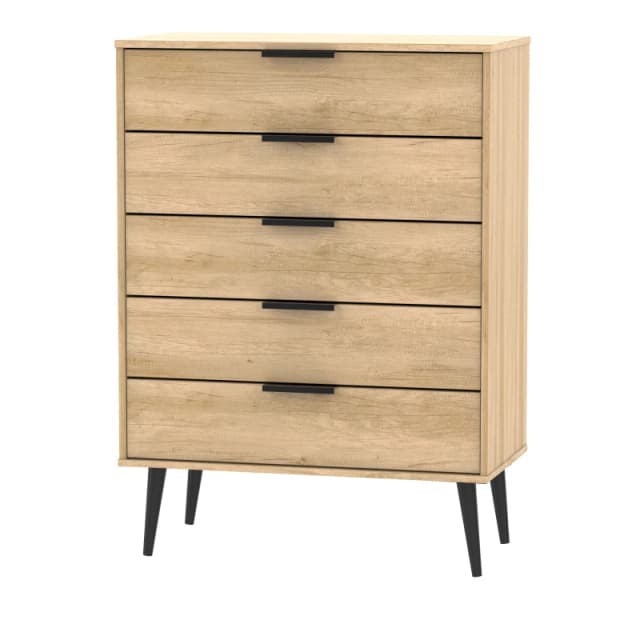 Fuji 5 Drawer Chest In Nebraska Oak (Ready Assembled)