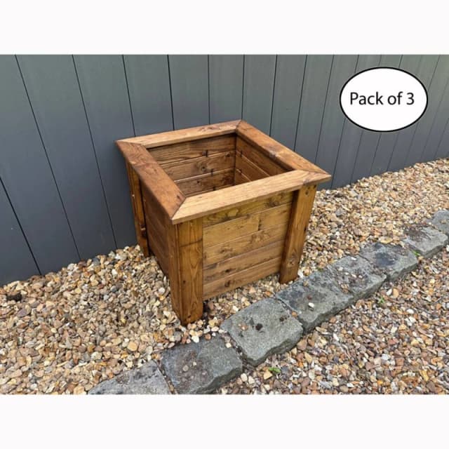 Charles Taylor Multi Pack of 3 - Prestbury Raised Square Large Planter - Timber in Brown Brown Unisex