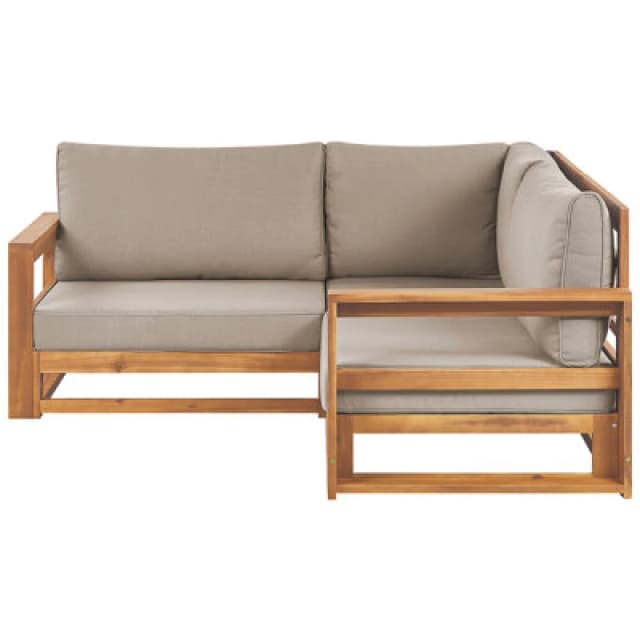 Beliani Garden Corner Sofa 2 Seater Timor Modular Certified Acacia Wood Light Brown