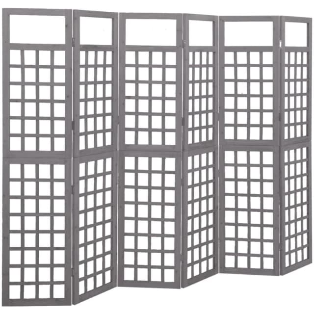VIDAXL 6-Panel Room Divider/Trellis Solid Fir Wood Grey 242.5x180cm Vidaxl 8720286452721