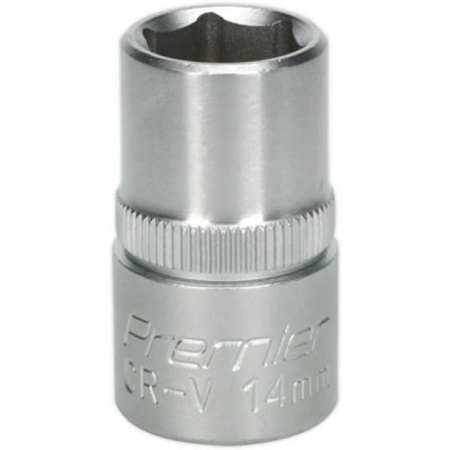 Loops 14mm Steel Drive Socket - 1/2" Square Drive - Chrome Vanadium Wrench Socket Metallics