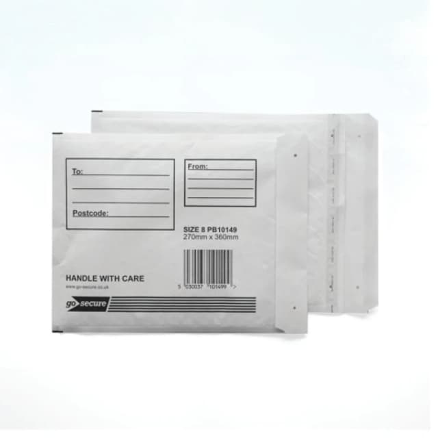 GoSecure Bubble Envelopes Size 8 White (10 Pack) PB10149