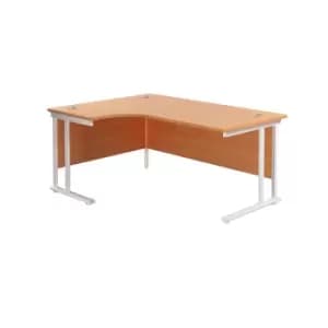 Twin Upright Rectangular Left Hand Desk With White Frame - 1600mm - Beech