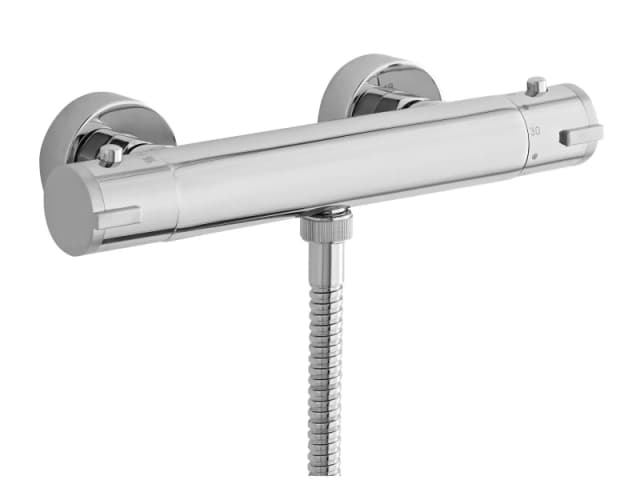 Balterley Round Minimalist Thermostatic Shower Bar Valve 1 Outlet Chrome Silver