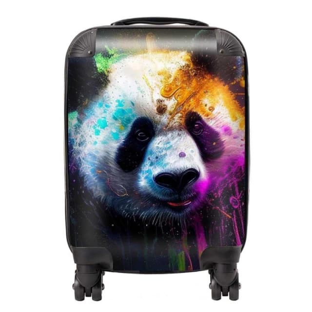 Warren Reed - Designer Panda Face Splashart Colourful Suitcase in Blue Size: Large Blue Unisex Large