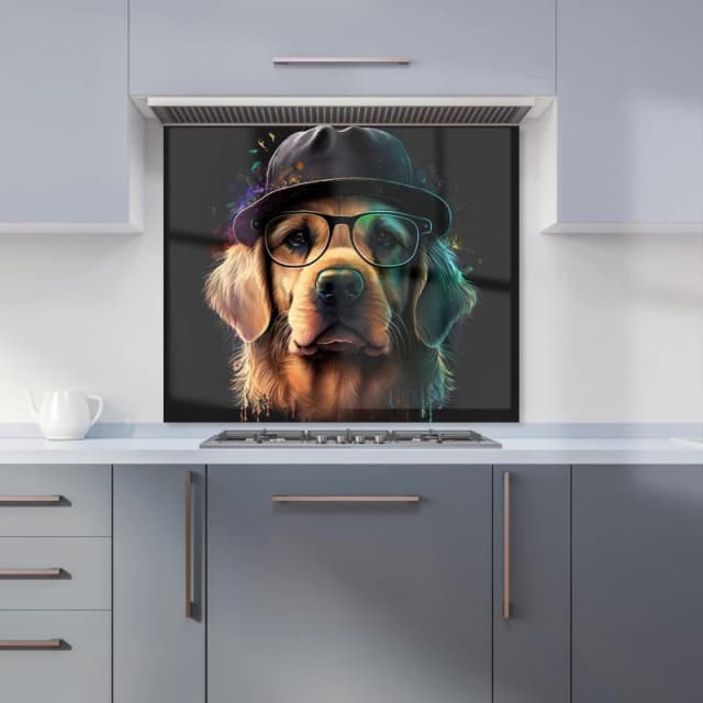 Warren Reed - Designer Golden Retriever Dog Splashart Kitchen Splashback Size: 600mm x 750mm Multicolor Unisex 600mm x 750mm