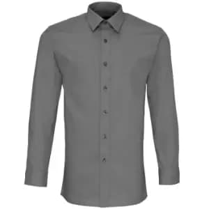 Premier Mens Long Sleeve Fitted Poplin Work Shirt (14.5) (Dark Grey)