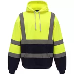 Yoko Mens Hi Vis Reflective Hoodie (M) (Hi Visibility Yellow/Admiral Navy)