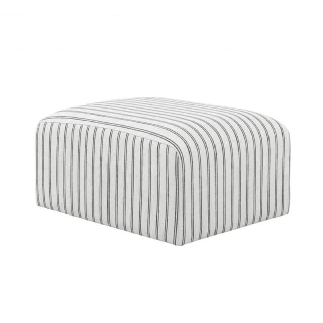 Lemon Pavilion Furniture Ryder Chalk Stripe Pouffe - Woven - L70xW90xH44cm - White/Black in White White Unisex