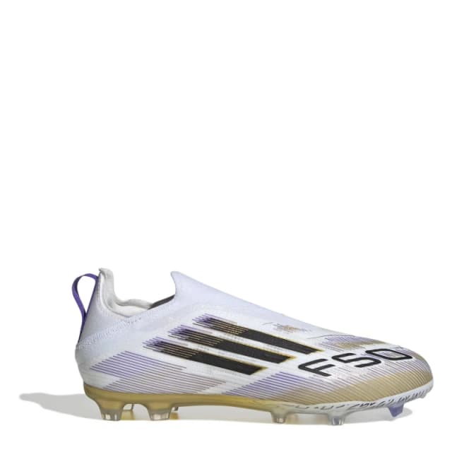 adidas F50 Laceless Childrens Firm Ground Football Boots White/Blk/Gold male C10 (28)