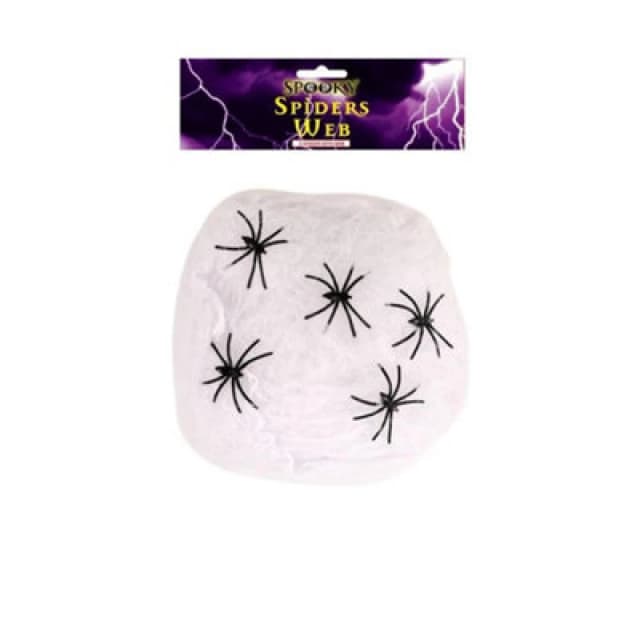 I Love Fancy Dress Spider Web Decoration With 5 Plastic Spiders