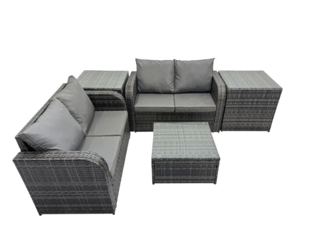 Fimous Love Sofa Square Coffee Table Set with 2 Side Tables Dark Grey Mixed Dark Grey Unisex