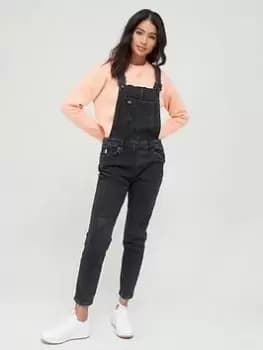 Superdry Vintage Slim Taper Dungaree - Black, Size 14, Women