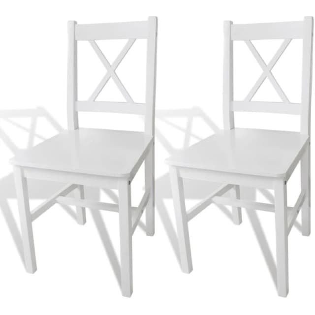 vidaXL 2x Dining Chairs Wood White Home Kitchen Living Room Furniture Seat