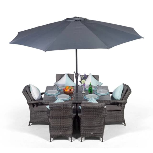 Thats Furniture Arizona Rectangular 6 Seater Rattan Patio Dining Set in Grey Grey Unisex
