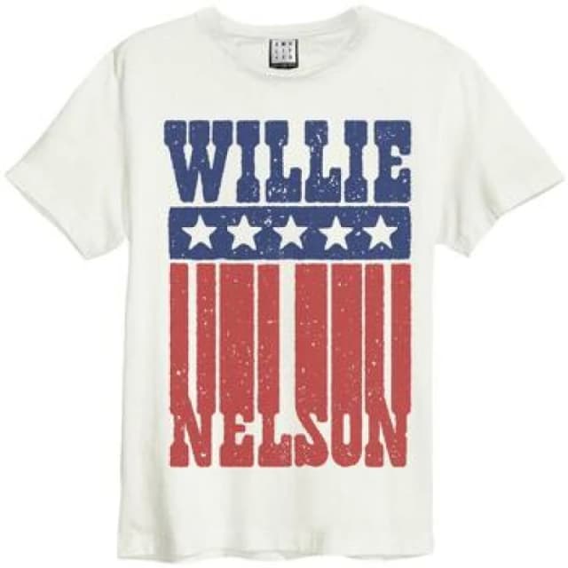 Amplified Amplified Men Willie Nelson Stars & Stripes T-Shirt in White Size: 2X-large White XXL Male 5063377358643