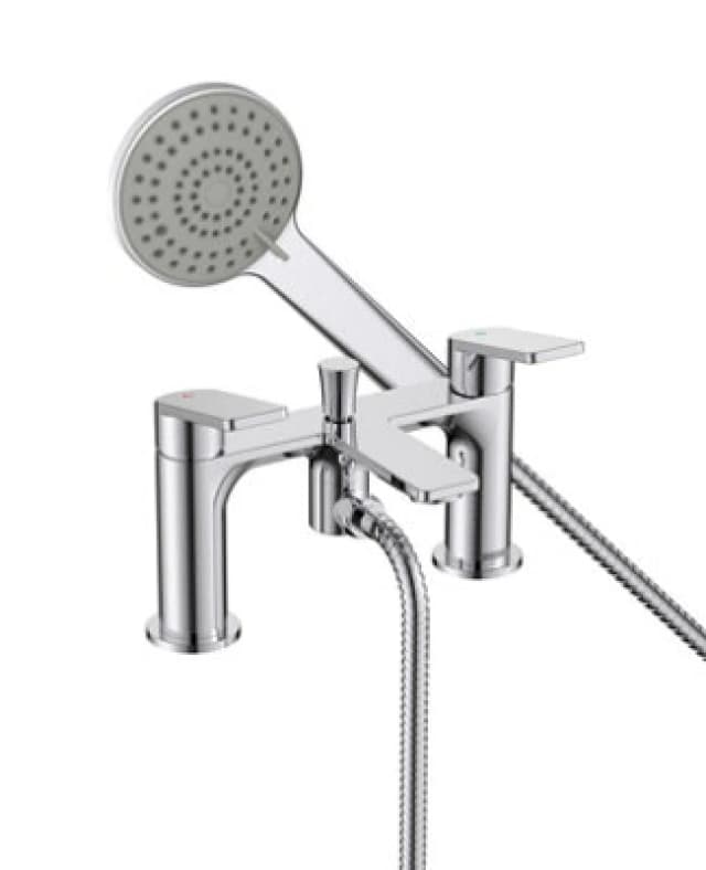 Bristan Frammento Bsm Chrome Deck Mounted Bath Shower Mixer Tap + Hose + Head