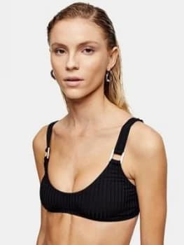 Topshop Square Neck Ring Bikini Top - Black