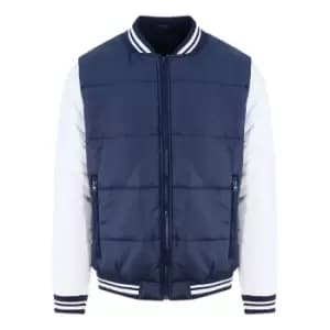 AWDis Just Hoods Adults Unisex Varsity Puffer Jacket (S) (New French Navy/White)
