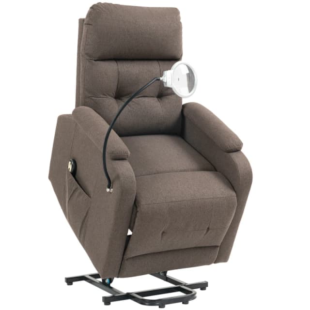 HOMCOM HOMCOM Lift Recliner Armchair, Electric Recliner Chair with LED Magnifying in Brown Brown Armchair Unisex 5063603412767