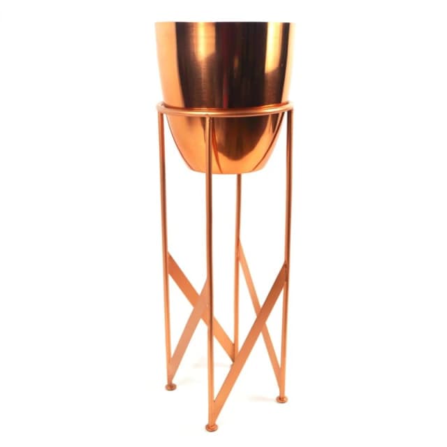Leaf 55cm Copper Planter with Matching Stand Copper unisex