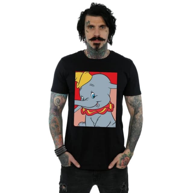 Disney Men Dumbo Portrait T-Shirt in Black Size: Small Black S Male 5057955963749