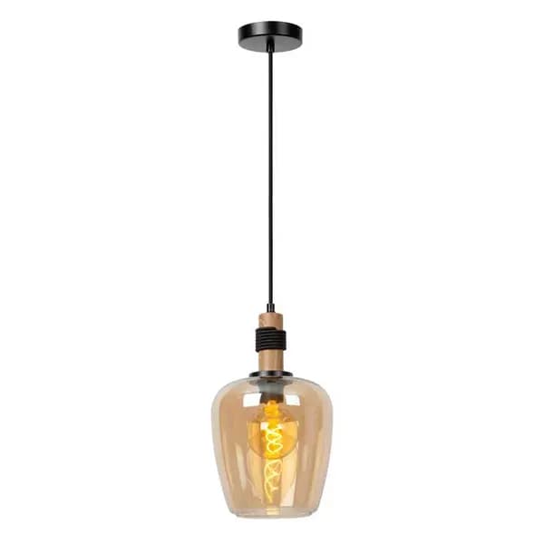 Lucide Lucide Ilona Medium Glass Ceiling Pendant Light - Amber